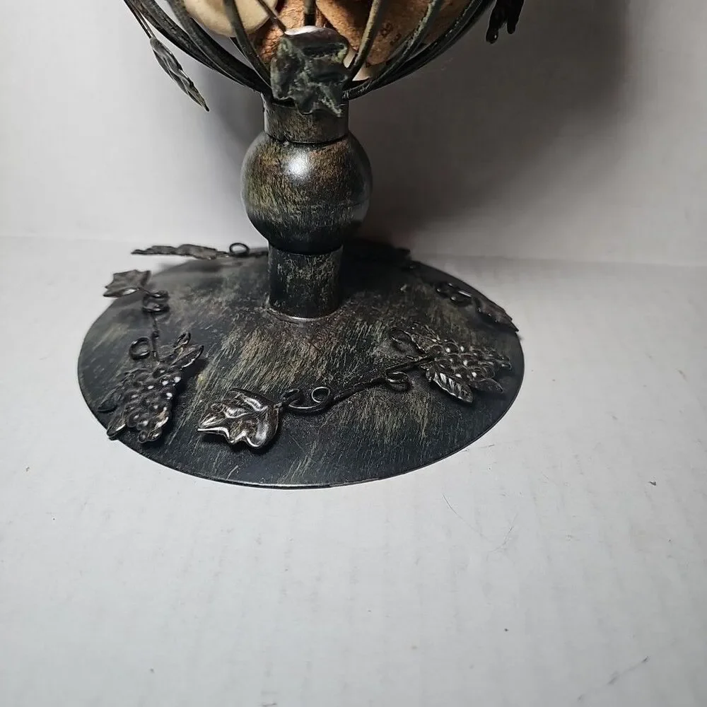 Decorative Art Wine Grapes Cork Cage Holder Hourglass Shaped Bronze with Corks